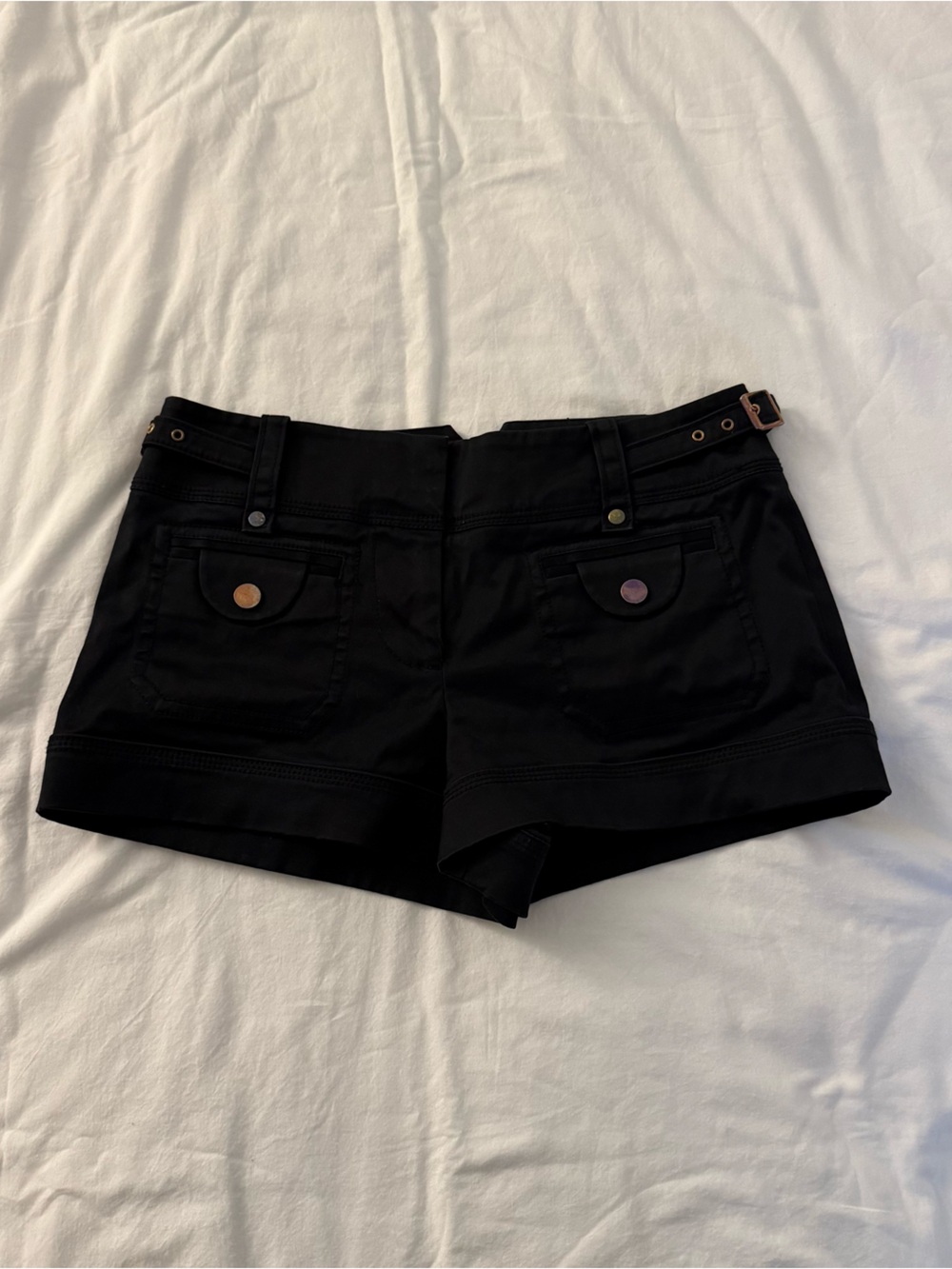 Marciano by Guess Black Cargo Mini Shorts Y2K Utility Buckle Shorts Size 6